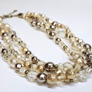 VINTAGE Liz Claiborne Monochromatic Golds Beaded Choker Necklace